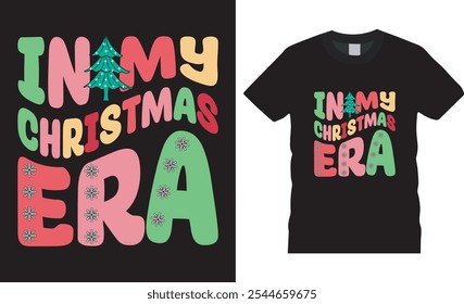 Tipografia de Natal Vintages design de camiseta de Natal
Projeto de t-shirt de Natal pronto para a moda de impressão cartões de Papai Noel Árvore de Natal Vetor Modelo 
