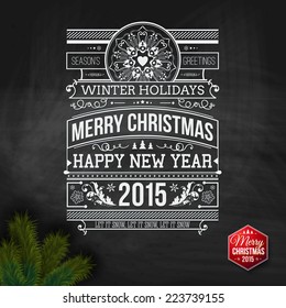 Christmas typography for your winter holidays design. Vector illustration.