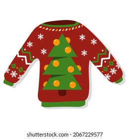 Christmas ugly jumper vector cartoon illustration isolated on a white background.