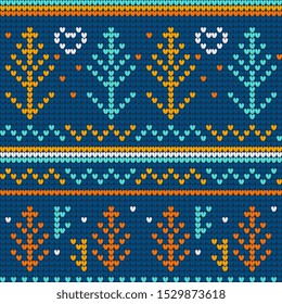 Christmas ugly sweater blue seamless pattern for wrapping paper