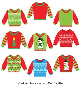 Christmas ugly sweater cartoon vector illustration