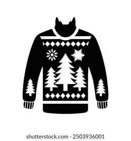 Christmas ugly sweater day silhouette, vector, logo, icon, illustration design 