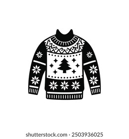 Christmas ugly sweater day silhouette, vector, logo, icon, illustration design 