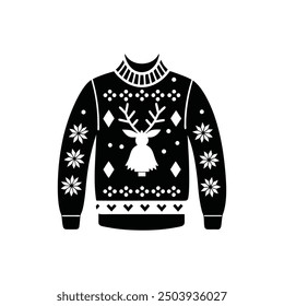 Christmas ugly sweater day silhouette, vector, logo, icon, illustration design 
