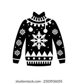 Christmas ugly sweater day silhouette, vector, logo, icon, illustration design 