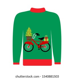 Christmas ugly sweater illustration on the white background. Vector illustration