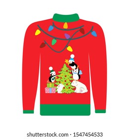 Christmas ugly sweater illustration on the white background. Vector illustration