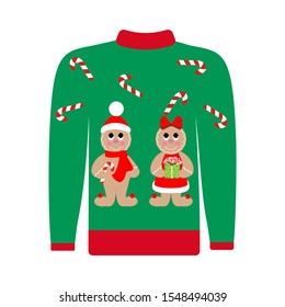 Christmas ugly sweater illustration on the white background. Vector illustration
