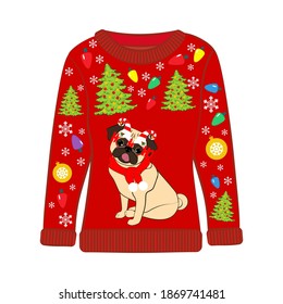 Christmas ugly sweater on the white background. Vector illustration