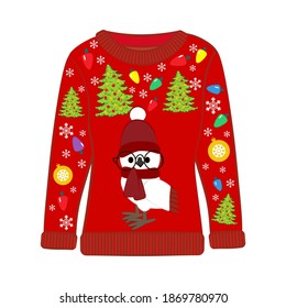 Christmas ugly sweater on the white background. Vector illustration