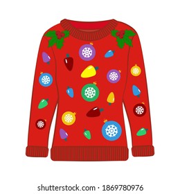 Christmas ugly sweater on the white background. Vector illustration