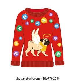 Christmas ugly sweater on the white background. Vector illustration