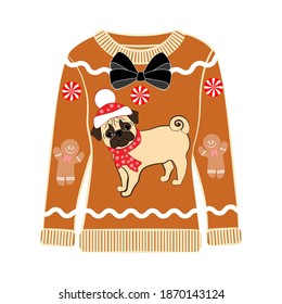 Christmas ugly sweater on the white background. Vector illustration