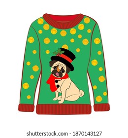 Christmas ugly sweater on the white background. Vector illustration