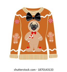 Christmas ugly sweater on the white background. Vector illustration