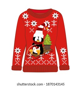 Christmas ugly sweater on the white background. Vector illustration
