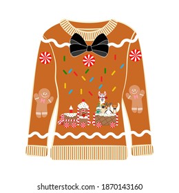 Christmas ugly sweater on the white background. Vector illustration