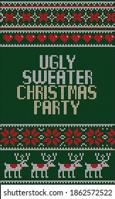 Christmas ugly sweater party invitation card design template vector, illustration