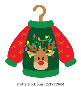 Christmas ugly sweater vector cartoon illustration