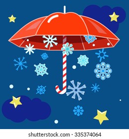 Christmas umbrella with snowflakes