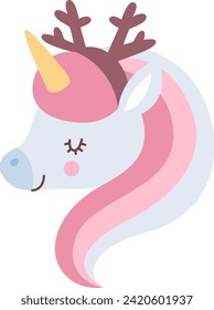 Weihnachten-Einhorn-Head-Vektorgrafik