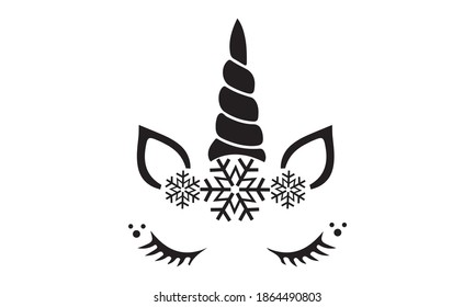 Christmas Unicorn and Snowflake- Christmas Vector and artclip
