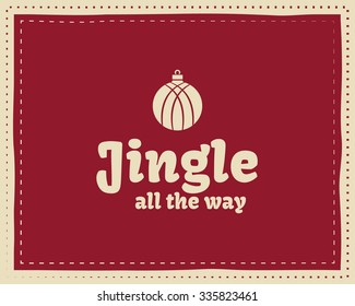 Christmas unique funny sign, quote background design for kids - jingle bells. Nice bright palette. Red and white colors. Can be use as flyer, banner, poster, xmas card. Vector illustration