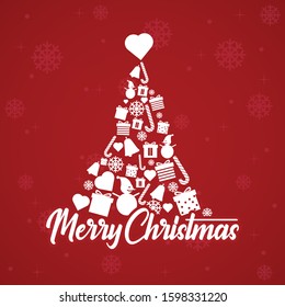christmas with unique tree decoration illustration