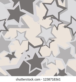 Christmas, urban camouflage of various shades of grey and beige colors. It is a colorful seamless pattern that can be used as a camo print for clothing and background and backdrop or wallpaper