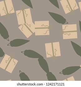 Christmas urban camouflage of various shades of gray, green and beige colors. It is a colorful seamless pattern that can be used as a camo print for clothing and background and backdrop