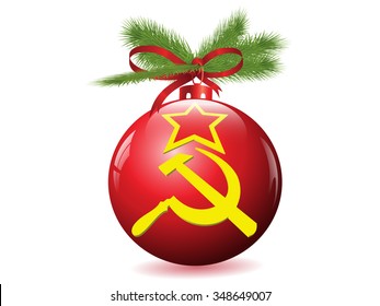 Christmas USSR flag  globe.Vector