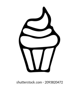 Christmas Valentine's Day or Birthday cupcake doodle vector illustration