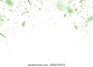 Christmas, Valentines day Green confetti on transparent background. Falling shiny confetti glitters. Festive party design elements, Many Falling Green Tiny Confetti Isolated On Transparent Background.