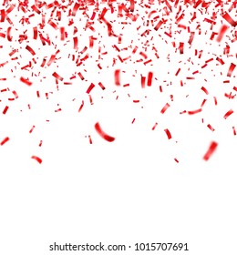 Christmas, Valentine's day red confetti on transparent background. Falling shiny confetti glitters. Festive party design elements.