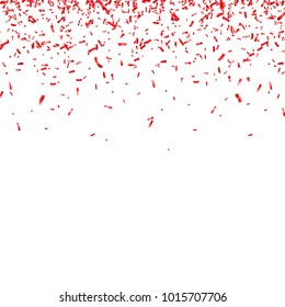 Christmas, Valentine's day red confetti on transparent background. Falling shiny confetti glitters. Festive party design elements.