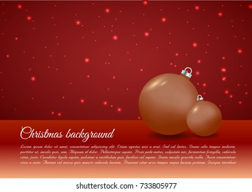 Christmas vector background with christmas ball in gold color