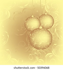 Christmas vector background with balls and decorative ornament