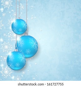 Christmas vector background with balls, snowflakes and stars