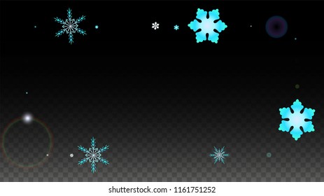 Christmas  Vector Background with Blue Falling Snowflakes Isolated on Transparent Background. Miracle Snow Sparkle Pattern. Snowfall Overlay Print. Winter Sky. Design for  Christmas Sale.