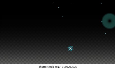 Christmas  Vector Background with Blue Falling Snowflakes Isolated on Transparent Background. Luxury Snow Sparkle Pattern. Snowfall Overlay Print. Winter Sky. Design for  Christmas Sale.