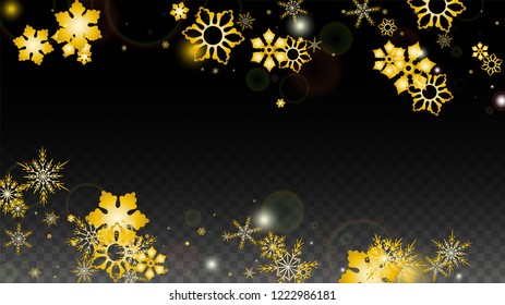 Christmas  Vector Background with Blue Falling Snowflakes Isolated on Transparent Background. Luxury Snow Sparkle Pattern. Snowfall Overlay Print. Winter Sky. Design for  Banner.