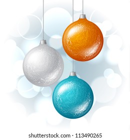 Christmas vector background with brilliant glossy balls.