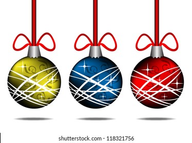 Christmas vector background with brilliant glossy balls.