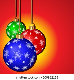 Christmas vector background with colorful festive balloons