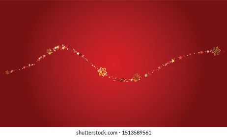 Christmas  Vector Background with Falling Glitter Snowflakes and Stars. Isolated on Transparent. Luxury Snow Twinkly Pattern. Glitter Overlay Print. Winter Party. Design for Advertisement.