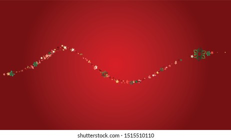Christmas  Vector Background with Falling Glitter Snowflakes and Stars. Isolated on Transparent. Glamour Snow Confetti Pattern. Glitter Overlay Print. Winter Sky. Design for Web.