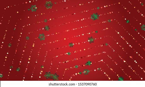 Christmas  Vector Background with Falling Glitter Snowflakes and Stars. Isolated on Transparent. Miracle Snow Twinkly Pattern. Glitter Overlay Print. Winter Party. Design for Poster.