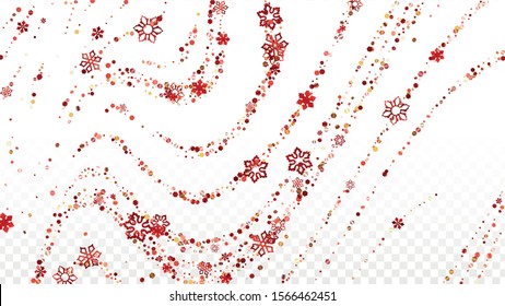 Christmas  Vector Background with Falling Glitter Snowflakes and Stars. Isolated on Transparent. Glamour Snow Twinkly Pattern. Glitter Overlay Print. Winter Party. Design for Advertisement.