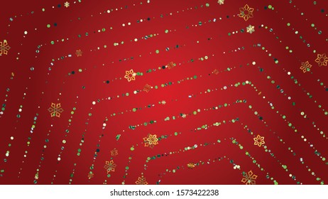 Christmas  Vector Background with Falling Glitter Snowflakes and Stars. Isolated on Transparent. Luxury Snow Confetti Pattern. Glitter Overlay Print. Winter Sky. Design for Print.