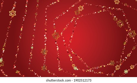 Weihnachtsvektorhintergrund mit Fallenden Schneeflocken und Sternen. Einzeln auf Transparent. Goldener Schnee, zwinkerndes Muster. Glitter Overlay Print. Winterparty. Design für Werbung.